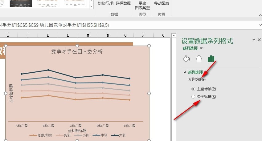 excel折线图如何设置次坐标轴 excel表格文档折线图设置次坐标轴的方法