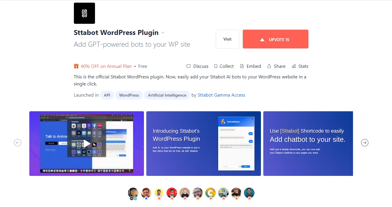 sttabot wordpress 插件：可轻松将gpt机器人添加到wordpress网站中